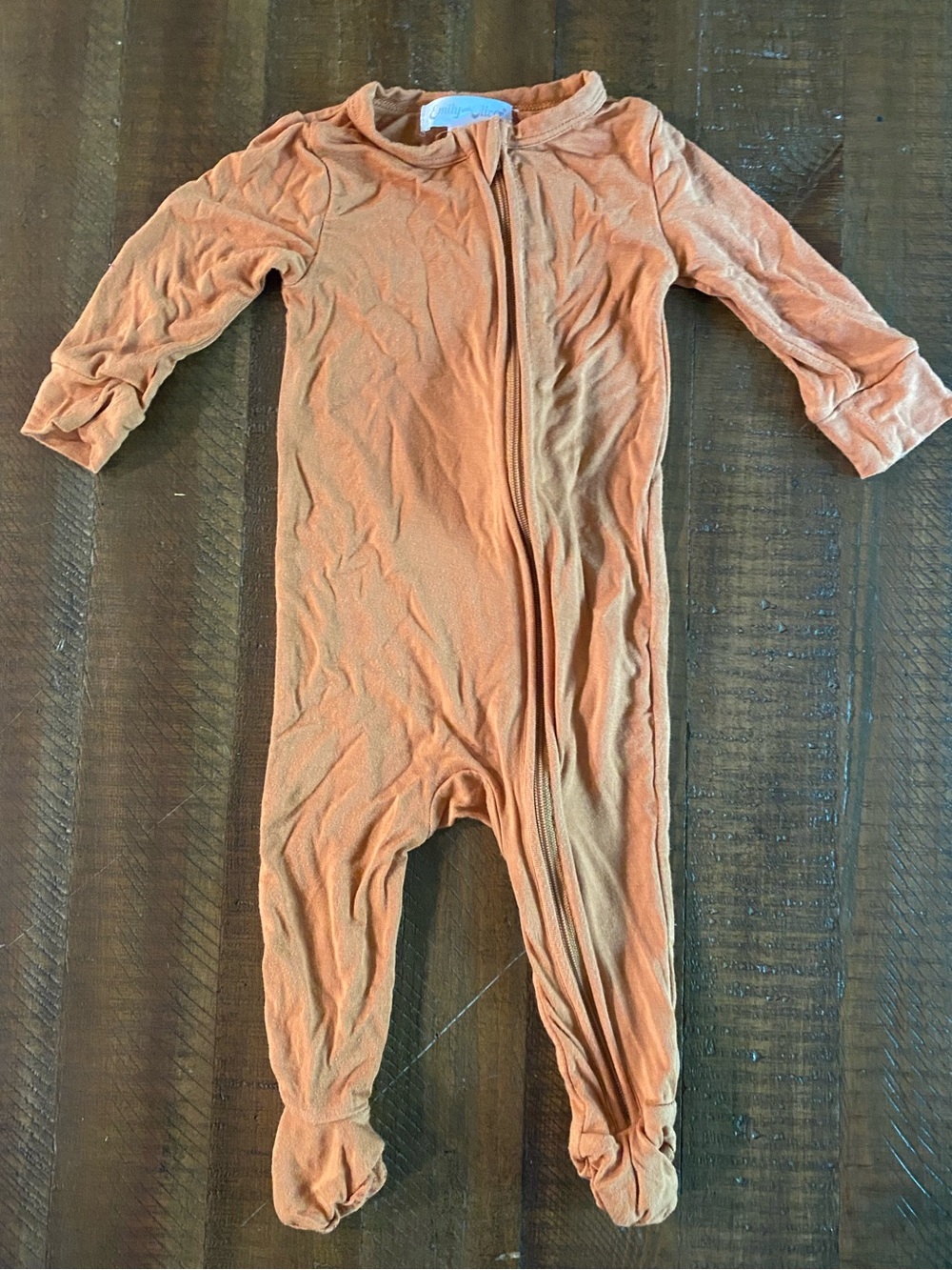 Orange Footed Zipper Pajama 0-3Months